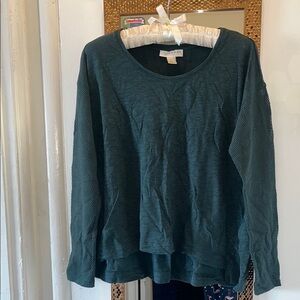 Anthropologie Green Long Sleeve Top